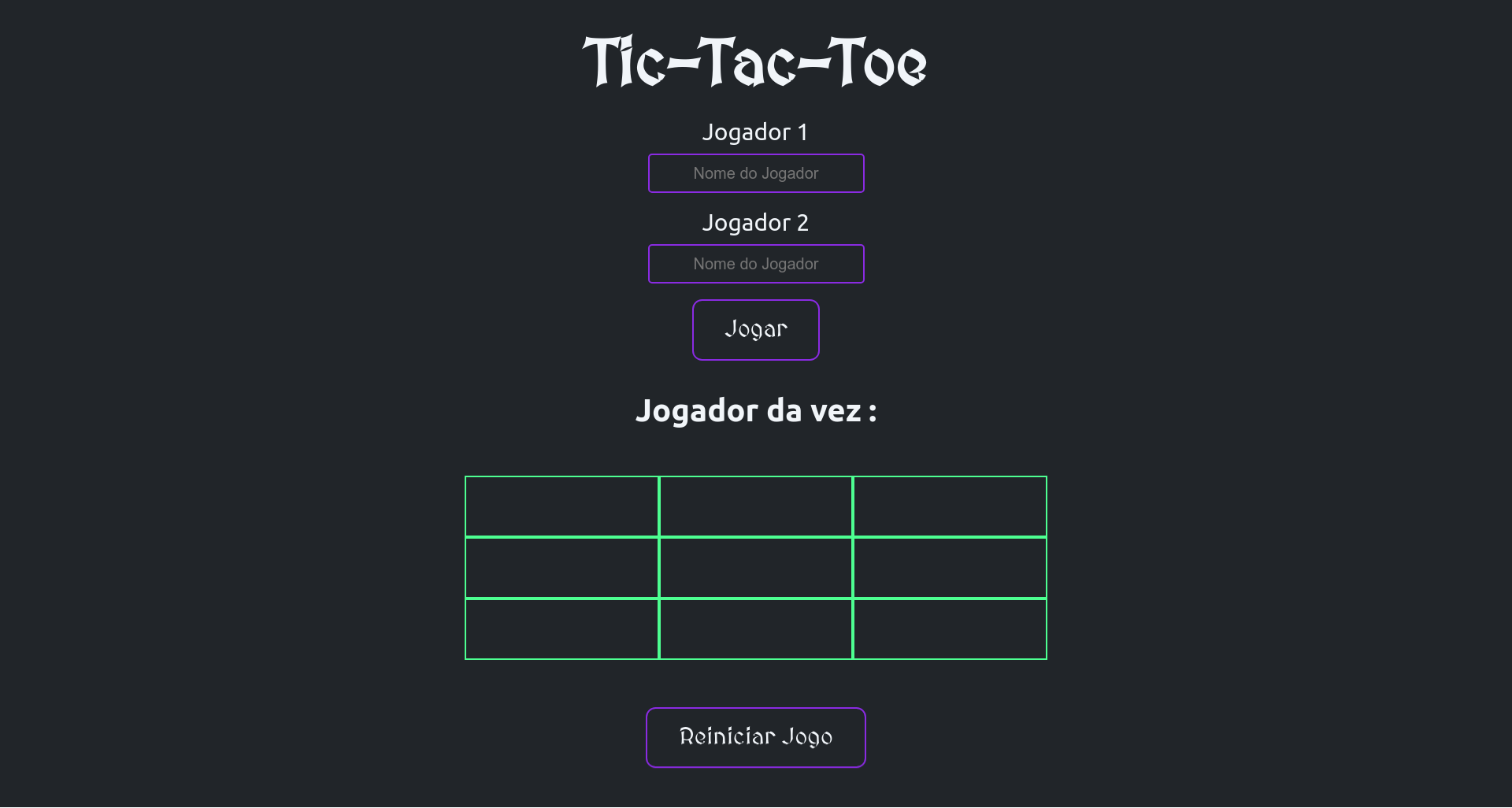 Página do Jogo da Velha